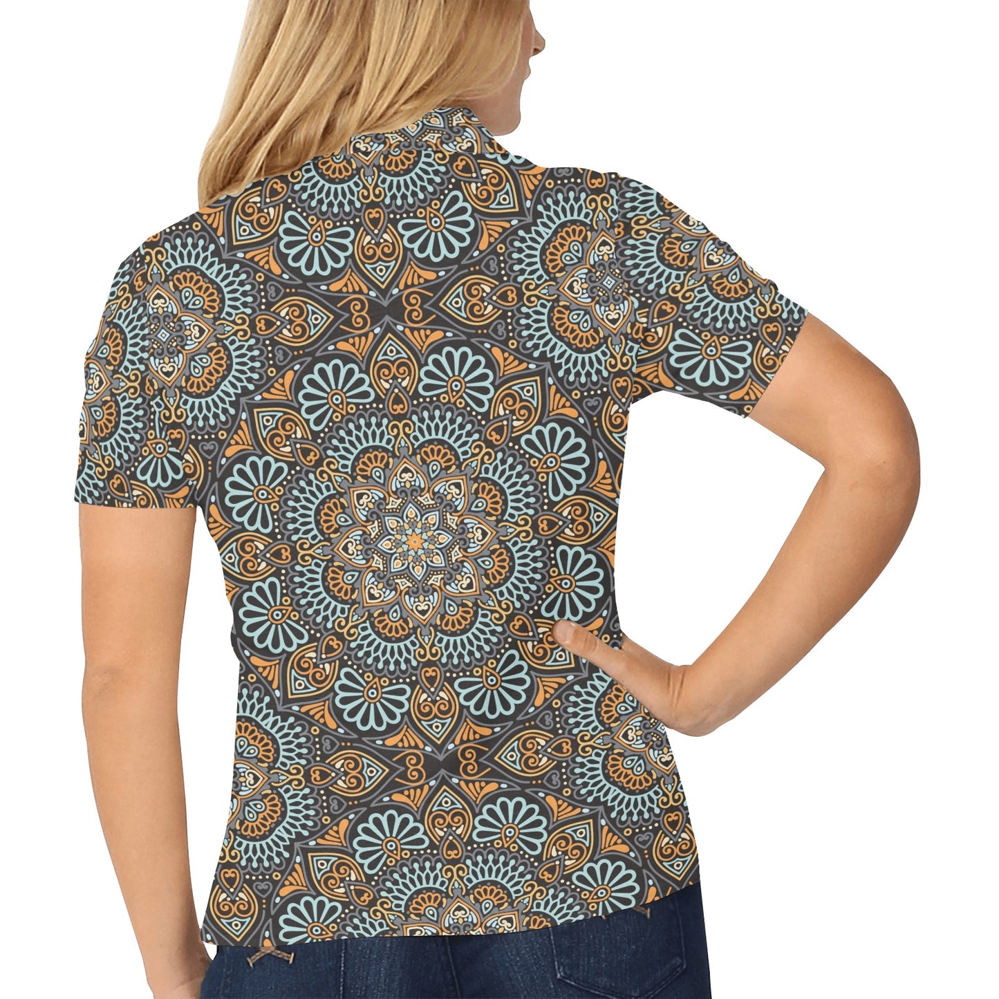 Mandala Pattern Print Design 05 Women's Polo Shirt