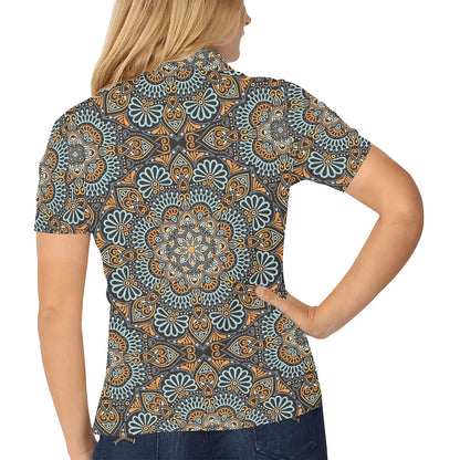 Mandala Pattern Print Design 05 Women's Polo Shirt