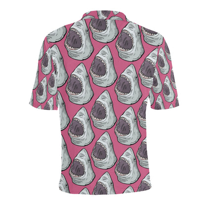 Great White Shark Pattern Print Design 01 Men Polo Shirt