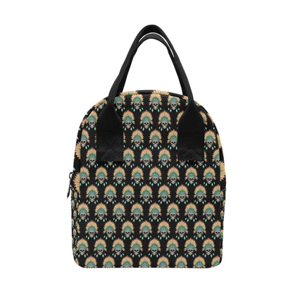 American indian Skull Pattern Insulated Lunch Bag