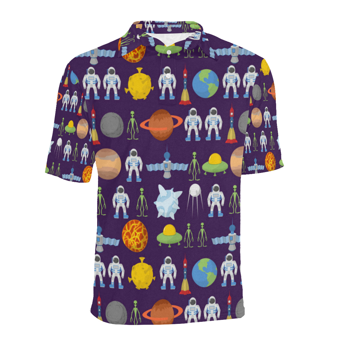 Alien Astronaut Planet Men Polo Shirt