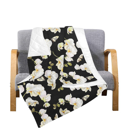 Orchid White Pattern Print Design OR011 Premium Quilt