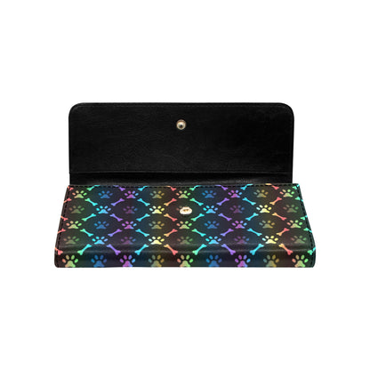 Paw Rainbow Pattern Print Design A01 Women's Trifold Wallet