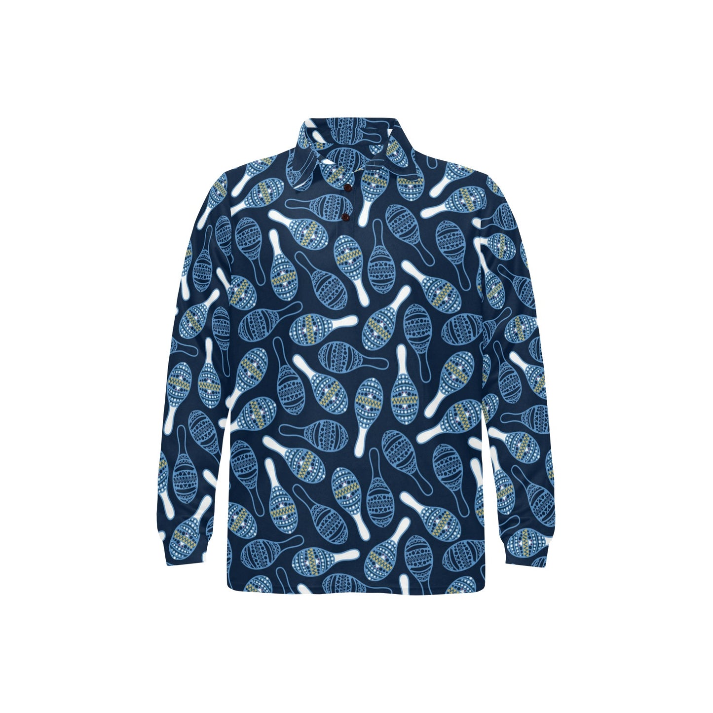 Maracas Print Design LKS401 Long Sleeve Polo Shirt For Men's