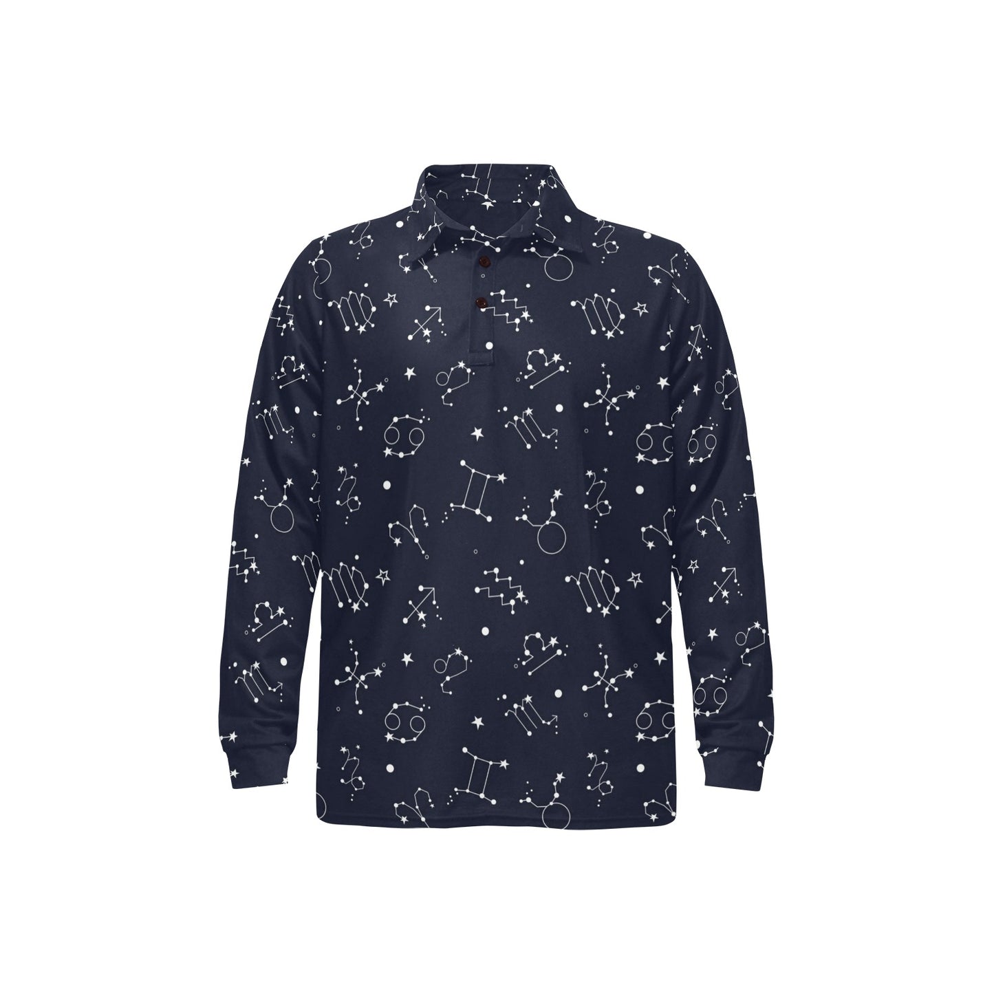 Constellation Pattern Print Design 05 Long Sleeve Polo Shirt For Men's