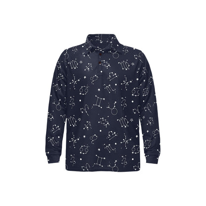 Constellation Pattern Print Design 05 Long Sleeve Polo Shirt For Men's