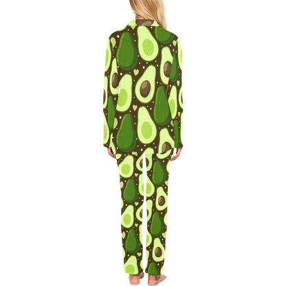Avocado Pattern Print Design AC04 Women's Long Pajama Set