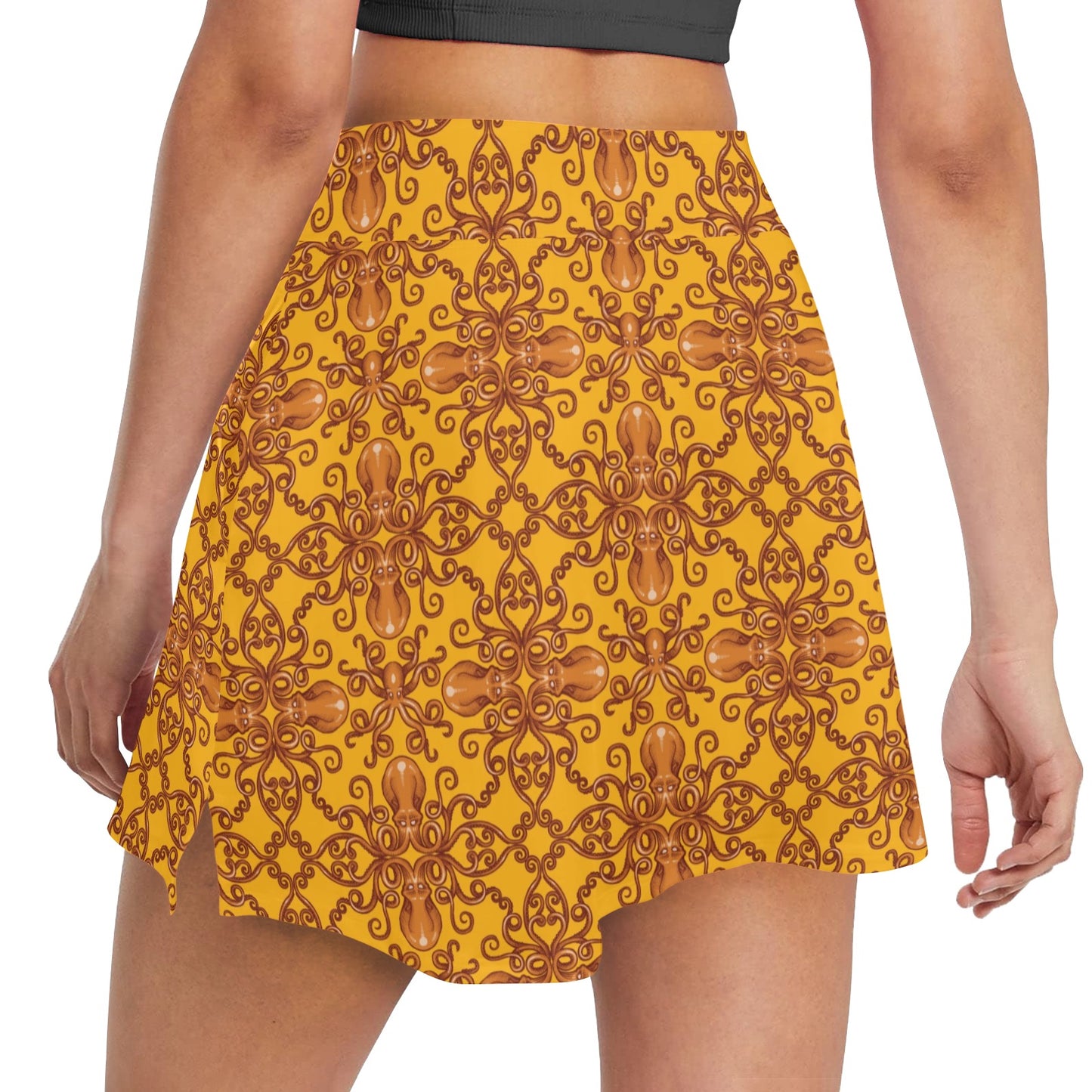 Octopus Background Design Print 17" Golf & Pickleball Skort with Pockets