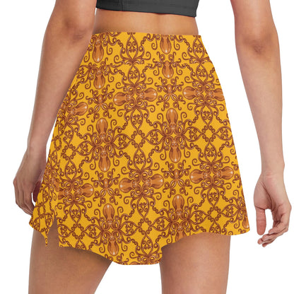 Octopus Background Design Print 17" Golf & Pickleball Skort with Pockets