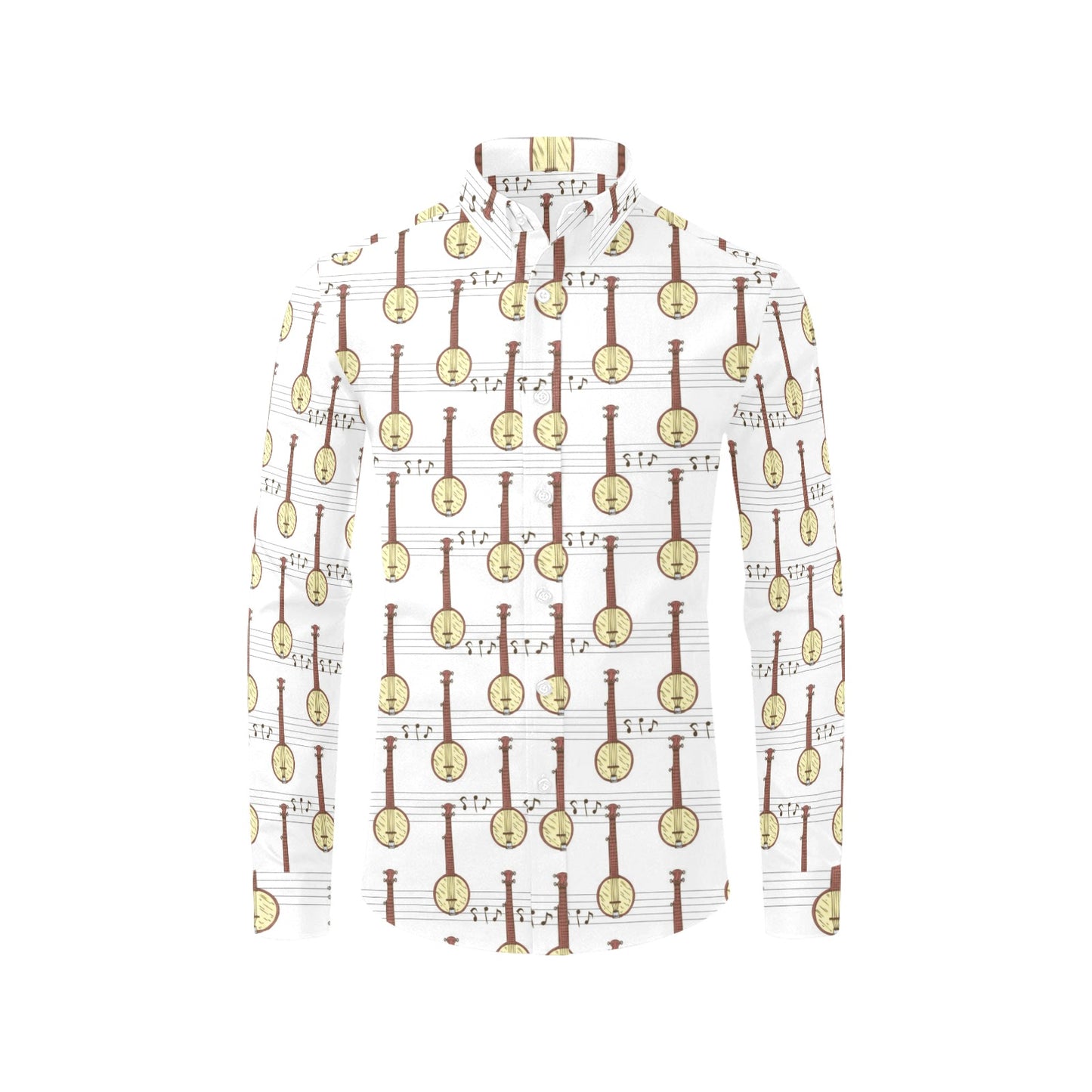Banjo Print Design LKS402 Men's Long Sleeve Dress Shirt