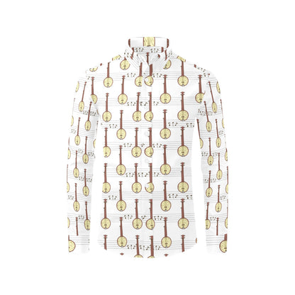 Banjo Print Design LKS402 Men's Long Sleeve Dress Shirt