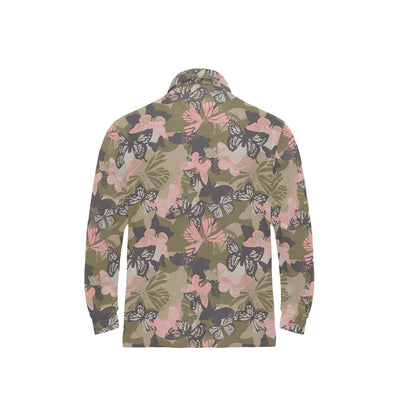 Butterfly camouflage Long Sleeve Polo Shirt For Men's