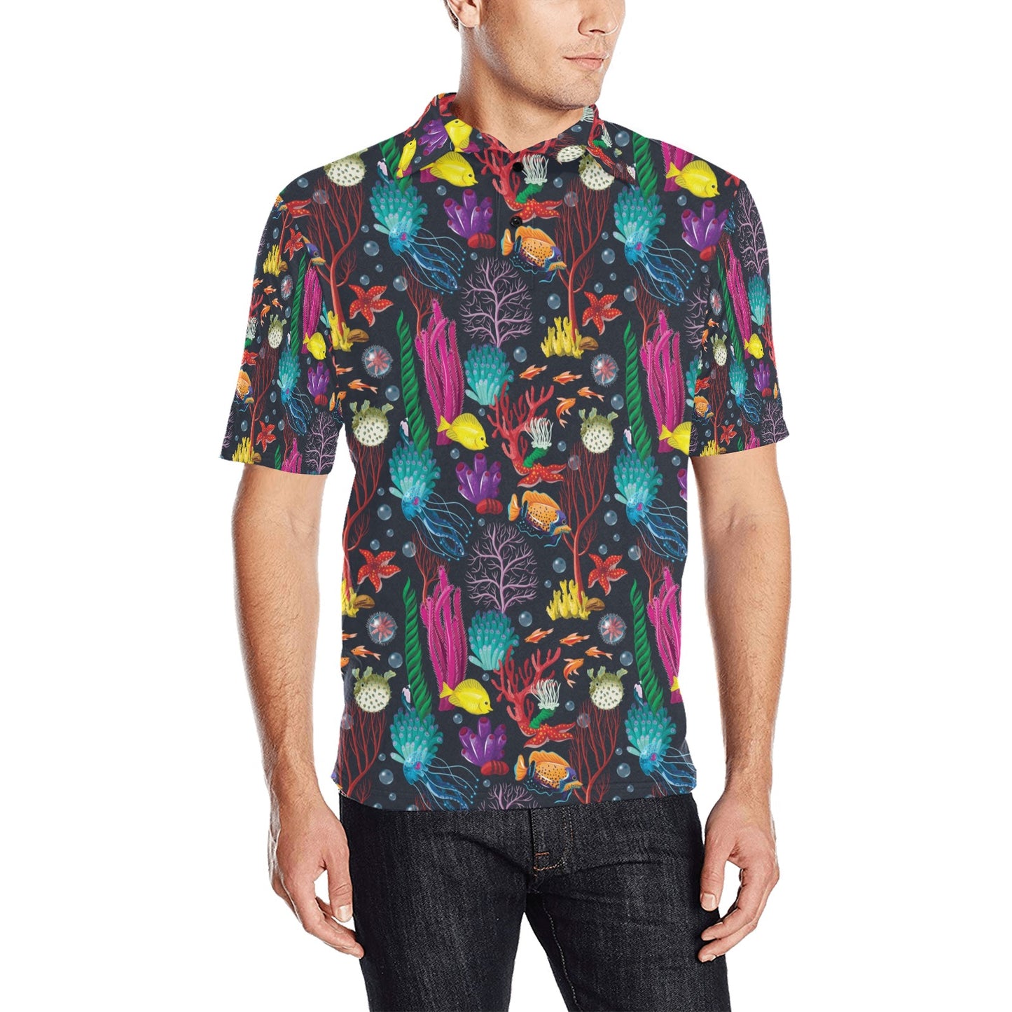 Underwater Cute Print Design LKS303 Men Polo Shirt