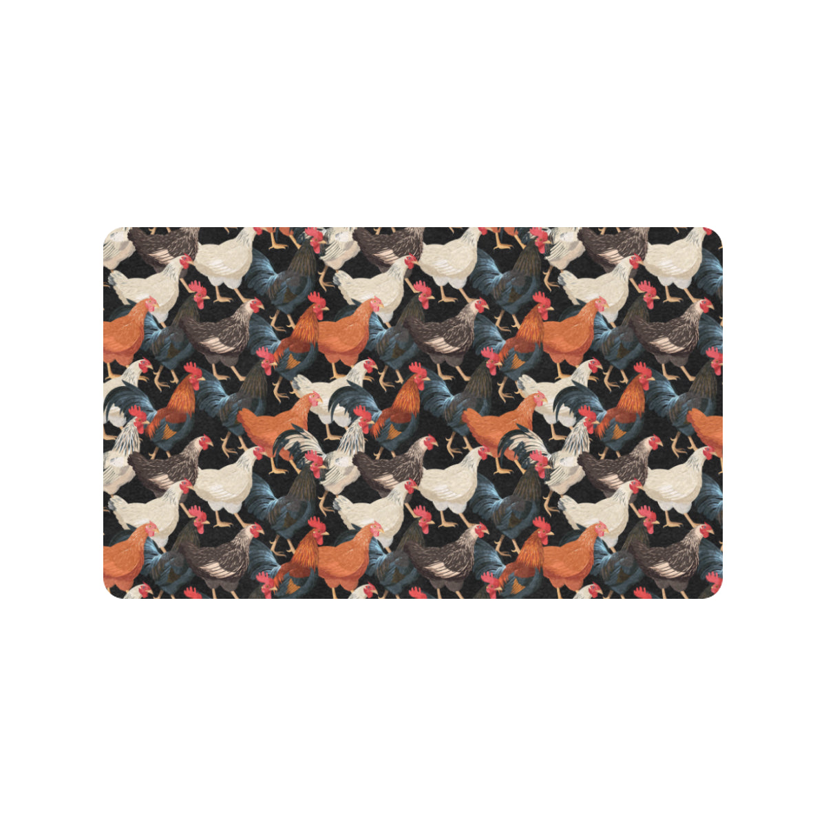 Chicken Print Pattern Rubber Doormat