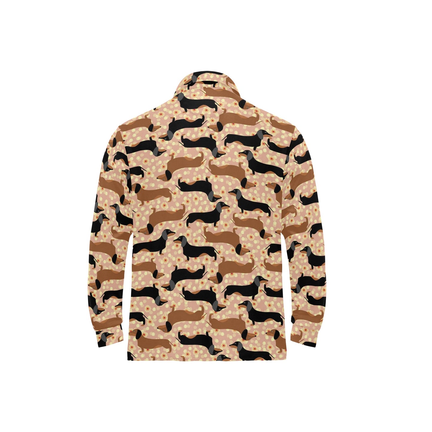 Dachshund Pattern Print Design 011 Long Sleeve Polo Shirt For Men's