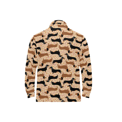 Dachshund Pattern Print Design 011 Long Sleeve Polo Shirt For Men's