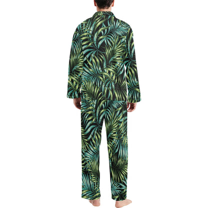 Tropical Flower Pattern Print Design TF08 Men's Long Pajama Set