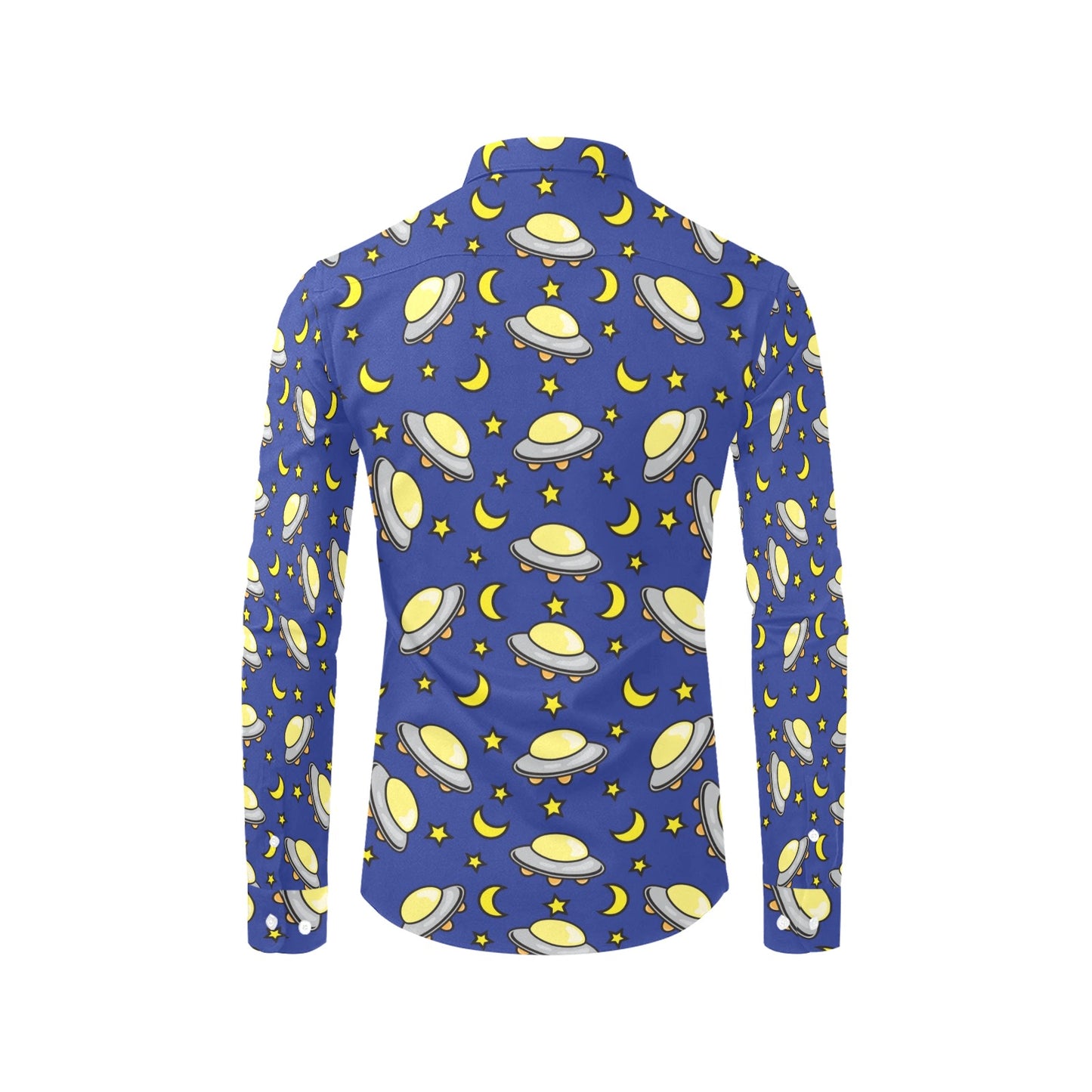 UFO Print Design LKS309 Men's Long Sleeve Dress Shirt