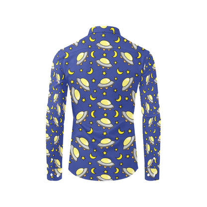 UFO Print Design LKS309 Men's Long Sleeve Dress Shirt