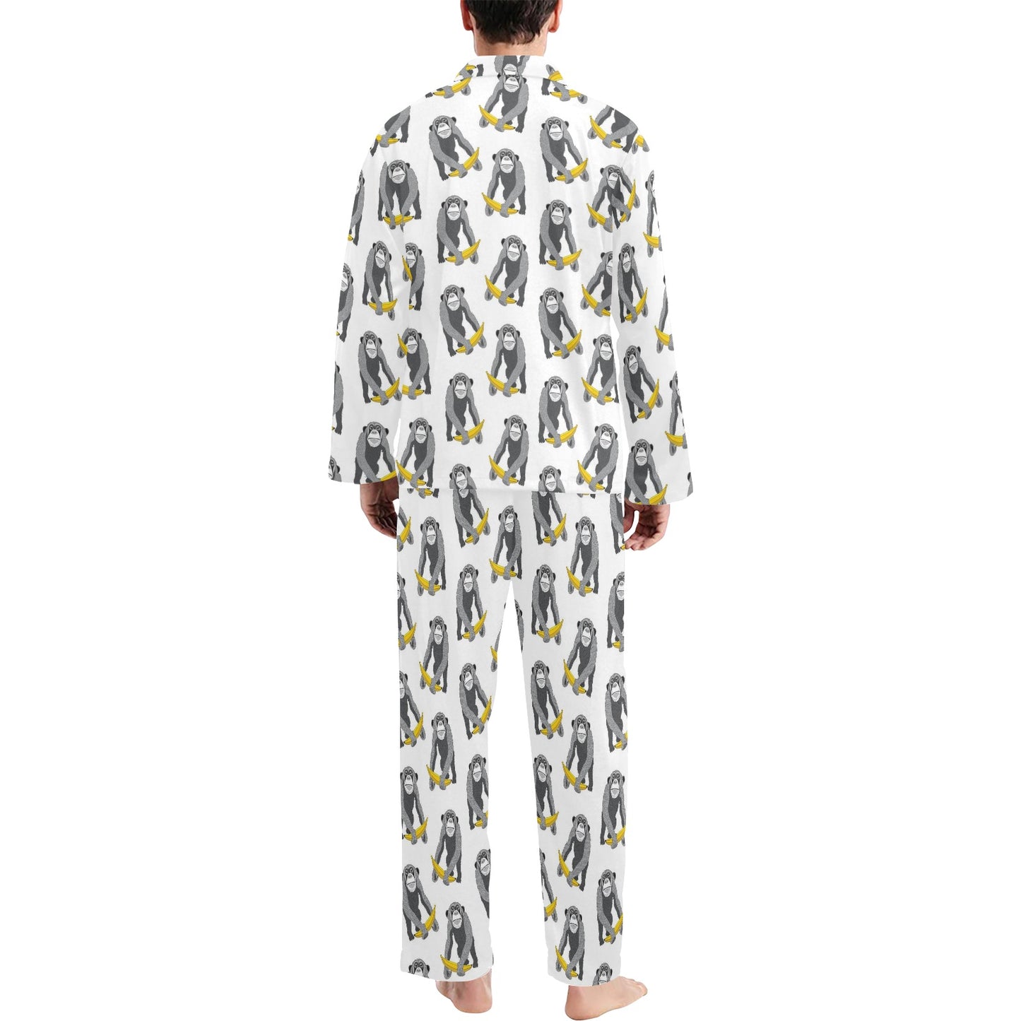Chimpanzee Pattern Print Design 05 Men's Long Pajama Set