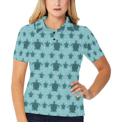 Sea Turtle Print Design LKS305 Women's Polo Shirt