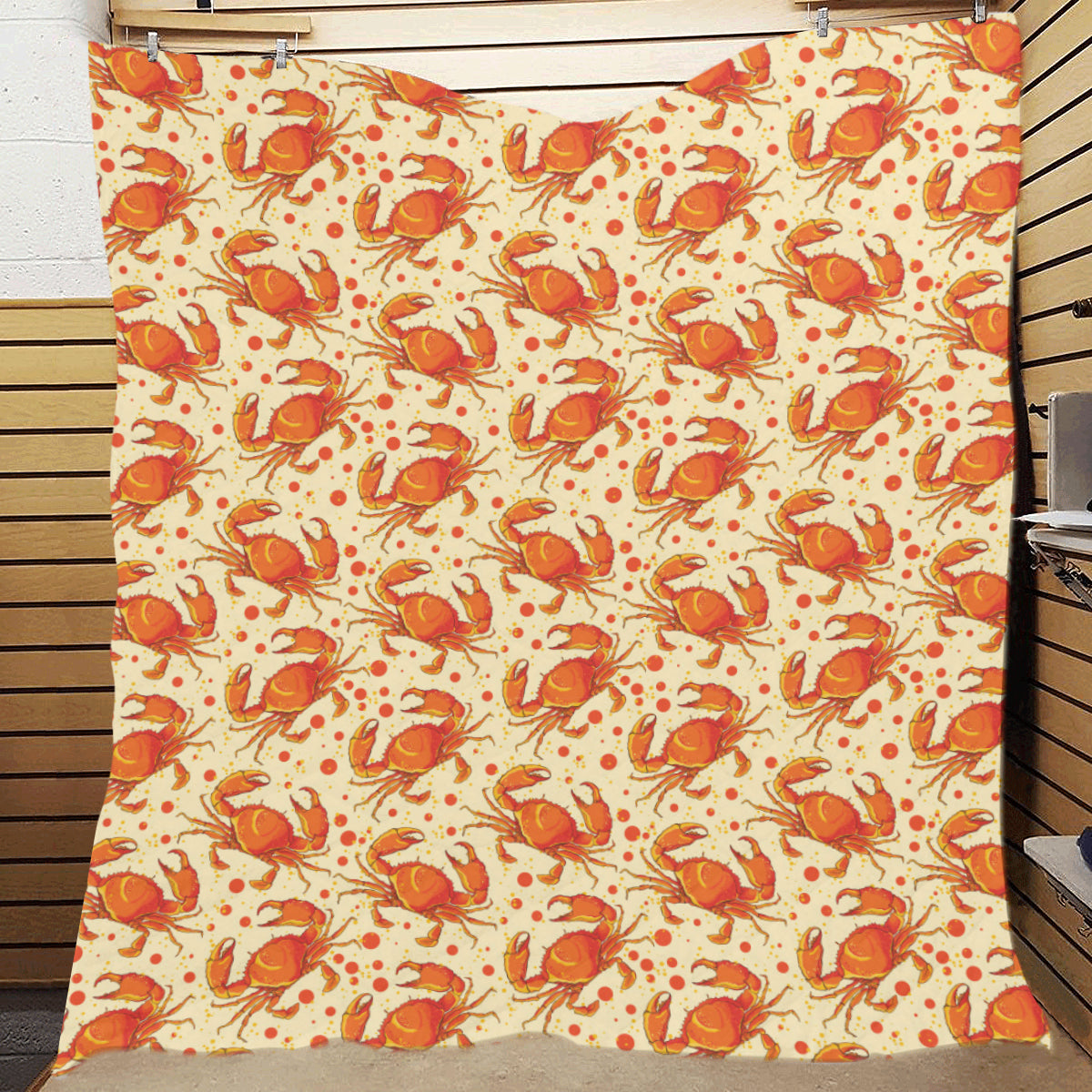 Crab Pattern Print Design 01 Premium Quilt