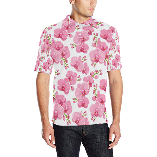 Orchid Pink Pattern Print Design OR07 Men Polo Shirt