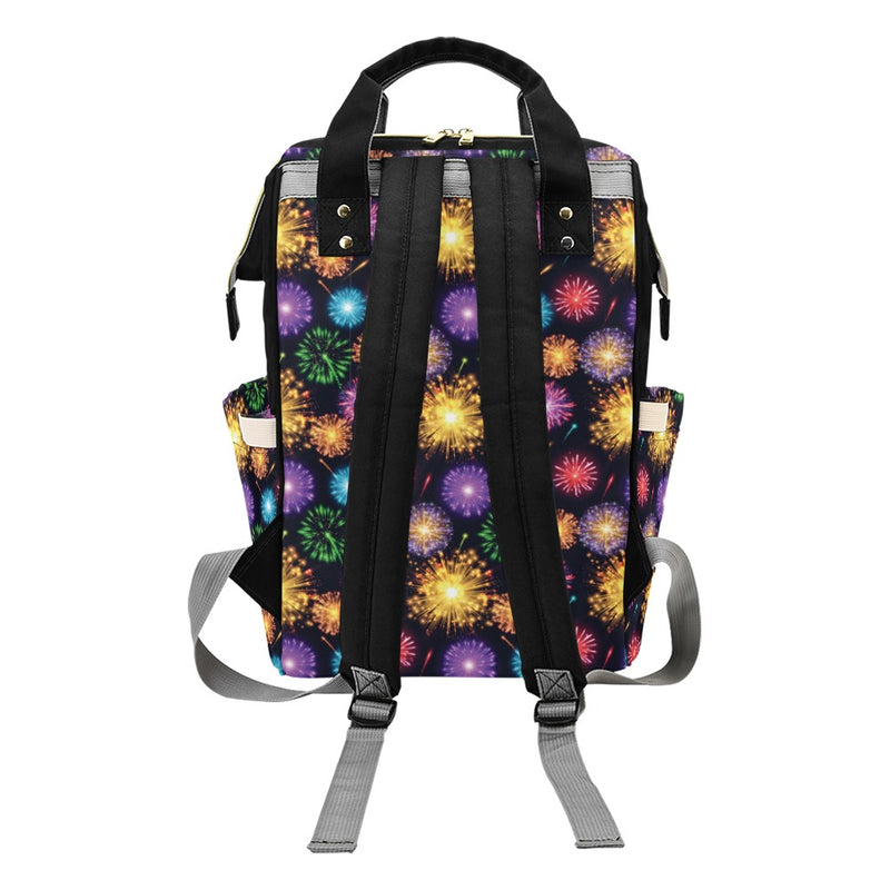 Firework Print Design LKS305 Diaper Bag Backpack