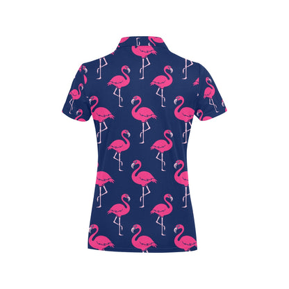 Pink Flamingo Pattern Women's Polo Shirt