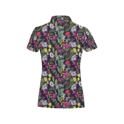 Cactus Pattern Print Design 08 Women's Polo Shirt