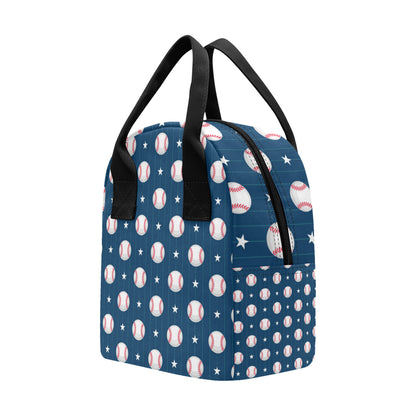 Baseball Star Print Pattern Insulated Lunch Bag