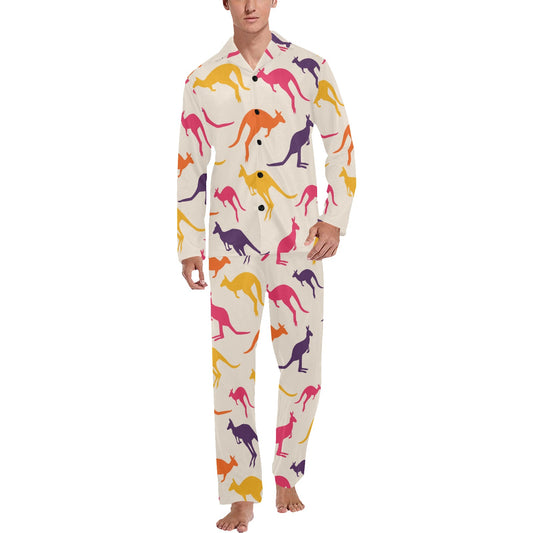 Kangaroos Pattern Print Design 01 Men's Long Pajama Set