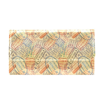 Travel Stamp Print Design LKS302 Women's Trifold Wallet