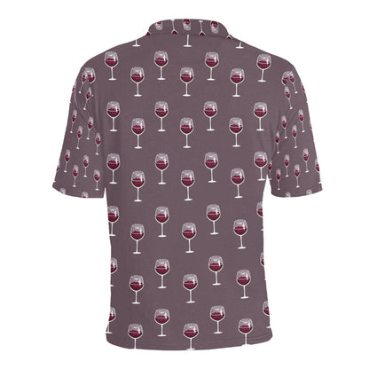 Wine Glass Pattern Print Design LKS305 Men Polo Shirt