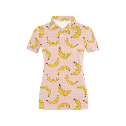 Banana Pattern Print Design BA06 Women's Polo Shirt
