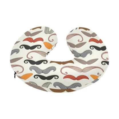 Mustache Pattern Print Design A02 U-Shaped Travel Neck Pillow