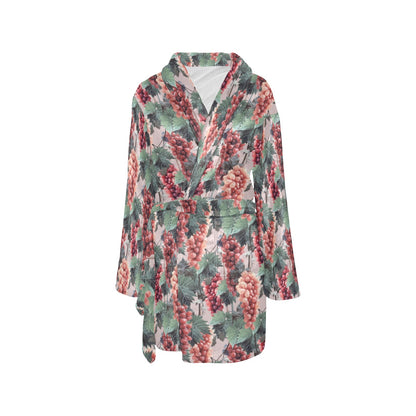 Grape Pattern Print Design GP01 Women's Fleece Robe