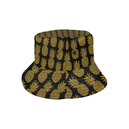 Gold Pineapple Pattern Print Design PP011 Unisex Bucket Hat
