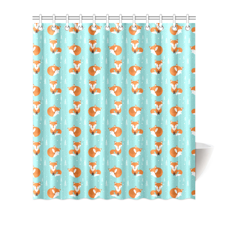 Fox Design Snow Print Pattern Shower Curtain
