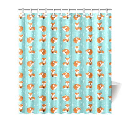 Fox Design Snow Print Pattern Shower Curtain