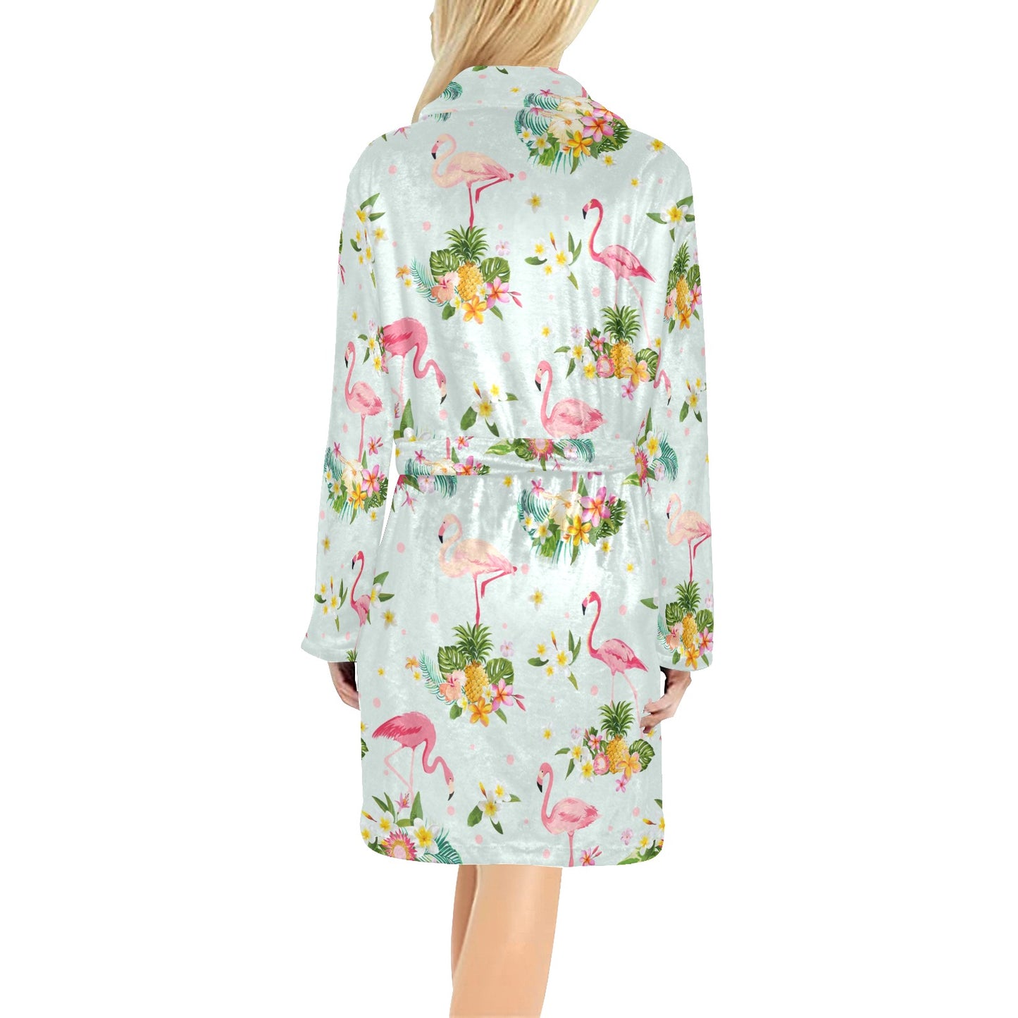 Flamingo Sweet Pattern Women's Fleece Robe