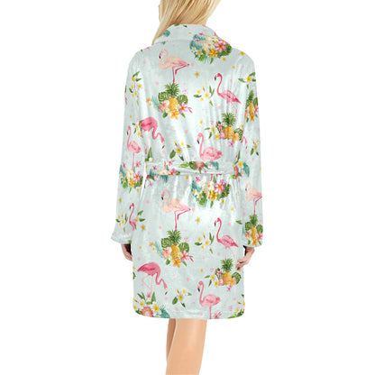Flamingo Sweet Pattern Women's Fleece Robe