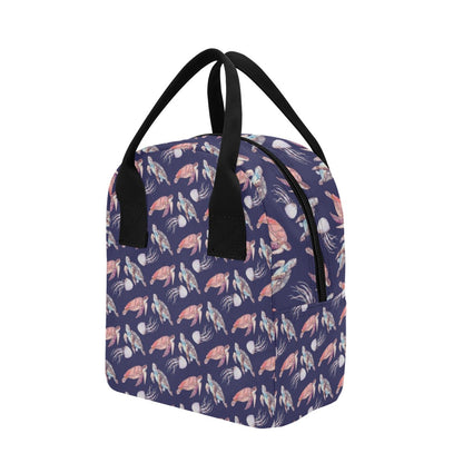 Sea Turtle With Jelly Fish Print Design LKS301 Insulated Lunch Bag