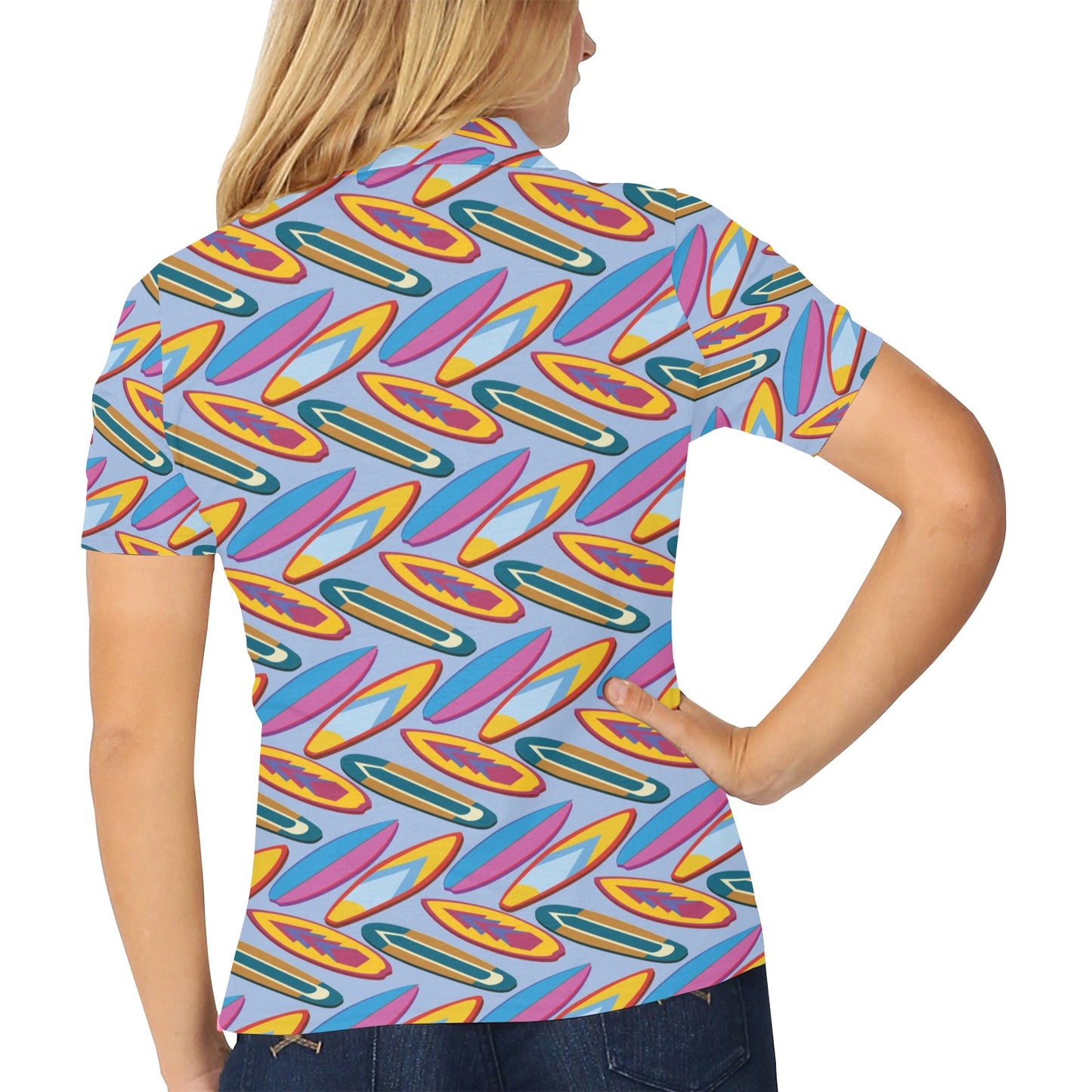 Surfboard Pattern Print Design LKS303 Women's Polo Shirt