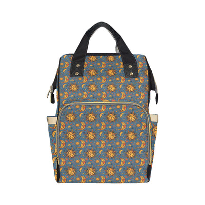Celestial Moon Sun Pattern Print Design 02 Diaper Bag Backpack