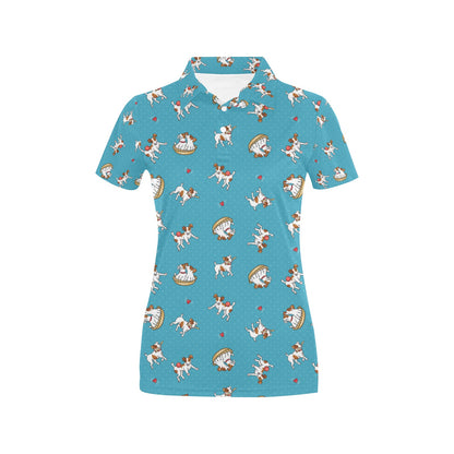 Russell Terriers Playing Print Design LKS305 Women's Polo Shirt
