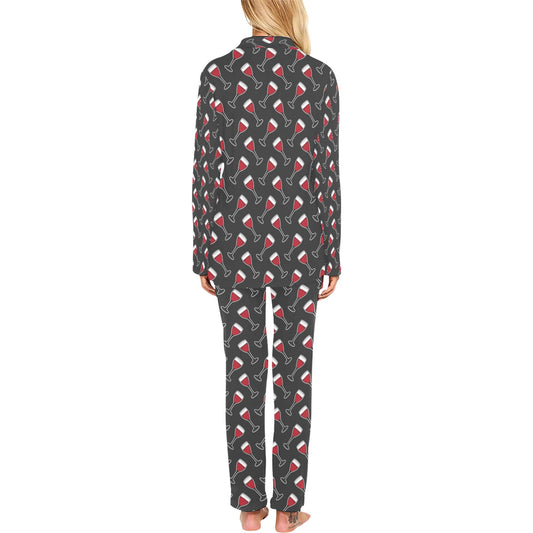 Wine Print Design LKS308 Women's Long Pajama Set