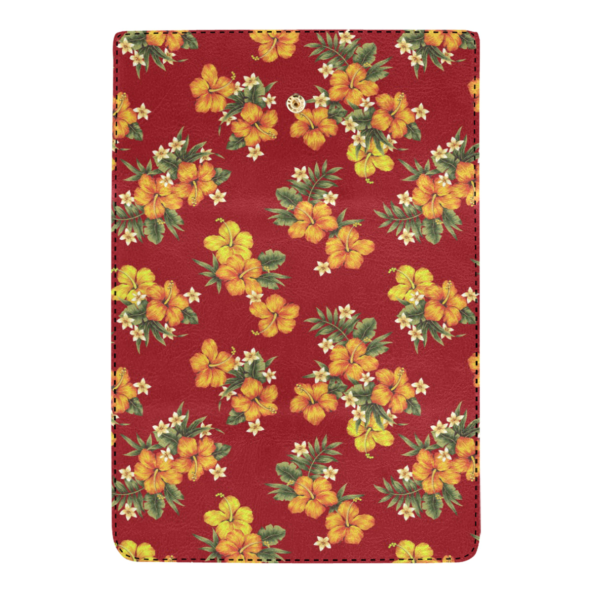 Orange Hibiscus Pattern Print Design HB026 Women's Trifold Wallet