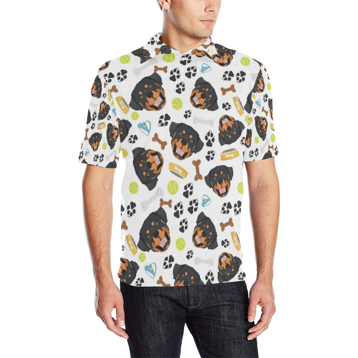Rottweiler Pattern Print Design A04 Men Polo Shirt