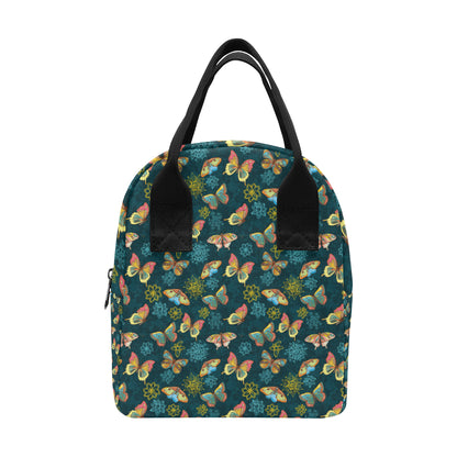Butterfly Hand Draw Print Pattern Insulated Lunch Bag